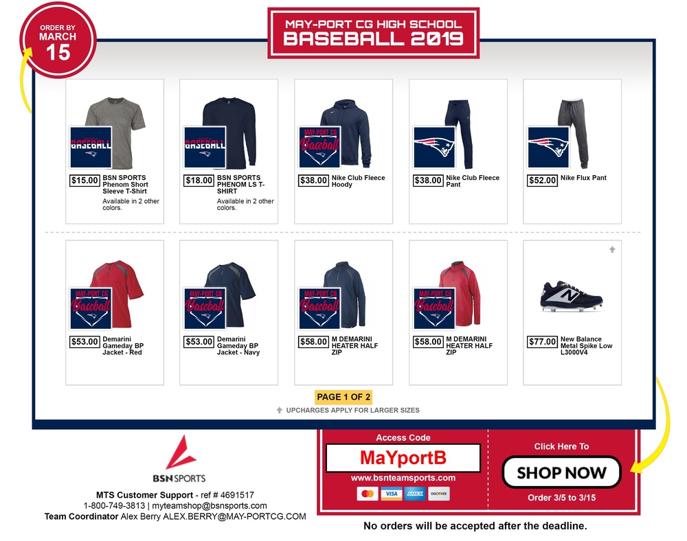 MPCG BASEBALL APPAREL STORE NOW OPEN